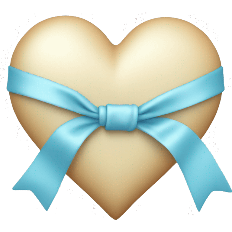 cream heart with a light blue ribbon tied around it  emoji