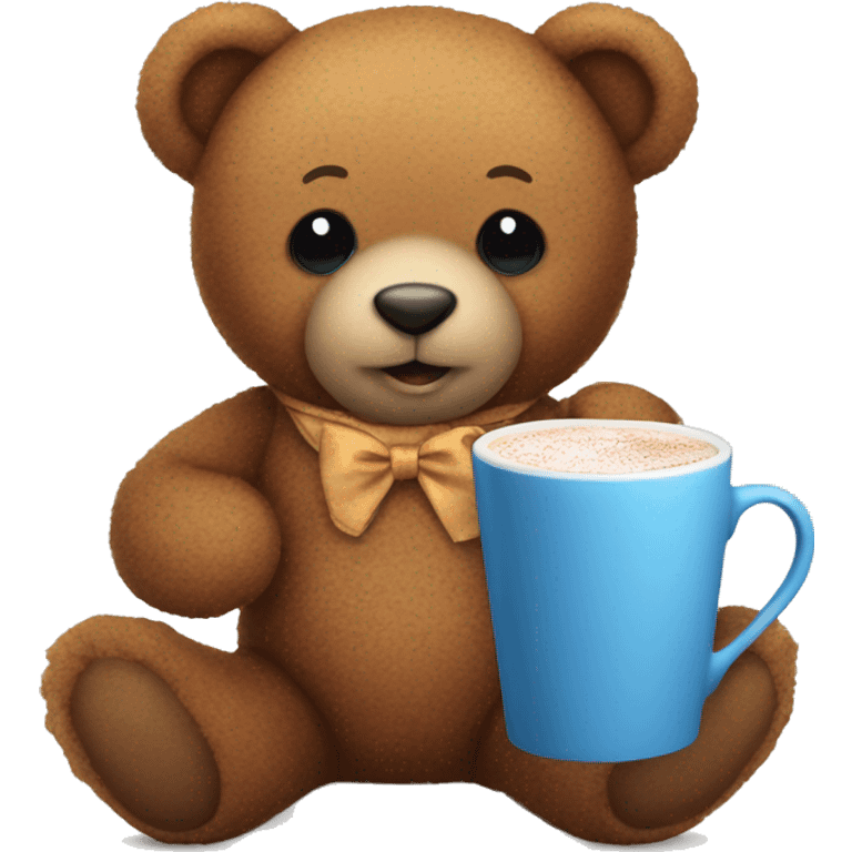 a teddy bear with lashes holding a cup of hot chocolate emoji