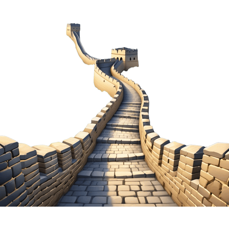 Cinematic Realistic Great Wall of China Landmark Emoji, depicted with ancient stone pathways winding over rugged mountains, watchtowers punctuating the misty landscape, and soft golden sunlight casting dramatic shadows. emoji