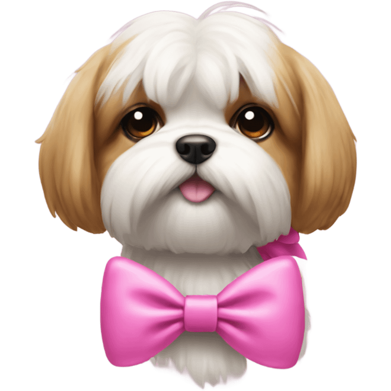 A shitzu dog with a pink bow emoji