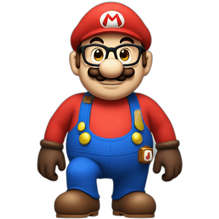 Full body super Mario with glasses emoji