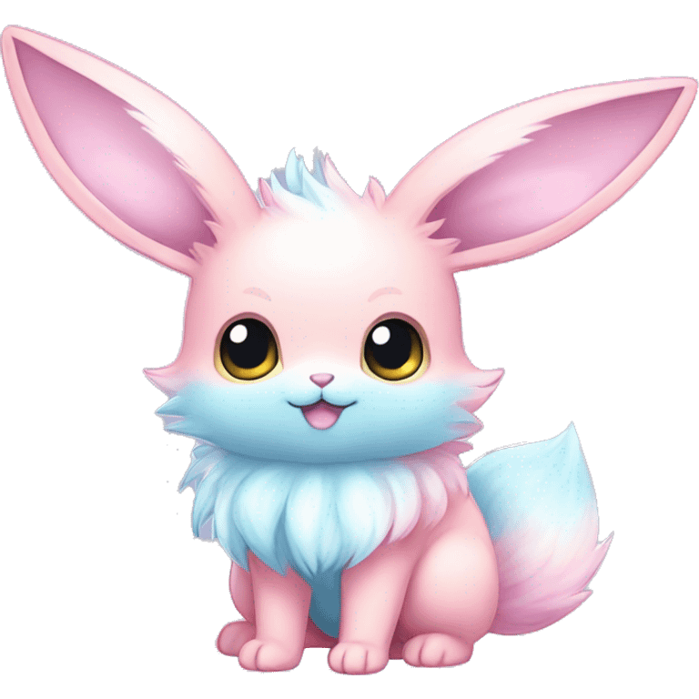 Kawaii Pastel Cotton-Candy-Colored Eeveelution-Cute-Bunny-Pokémon-fusion full body emoji