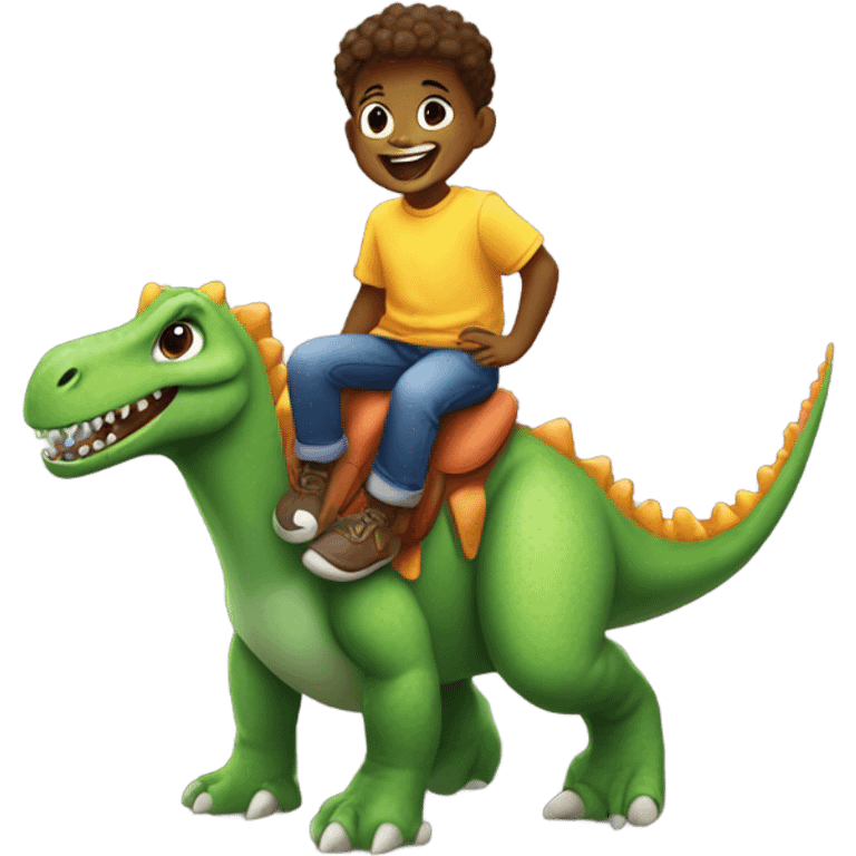 boy riding a dinosaur emoji