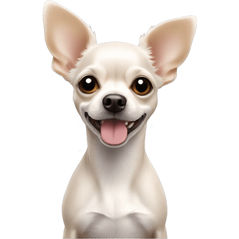 White wire hair Chihuahua poodle mix with pointy ears emoji