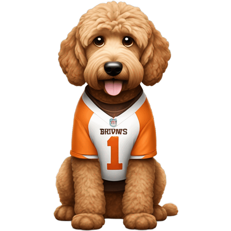 Goldendoodle as a Cleveland Brown Football player emoji