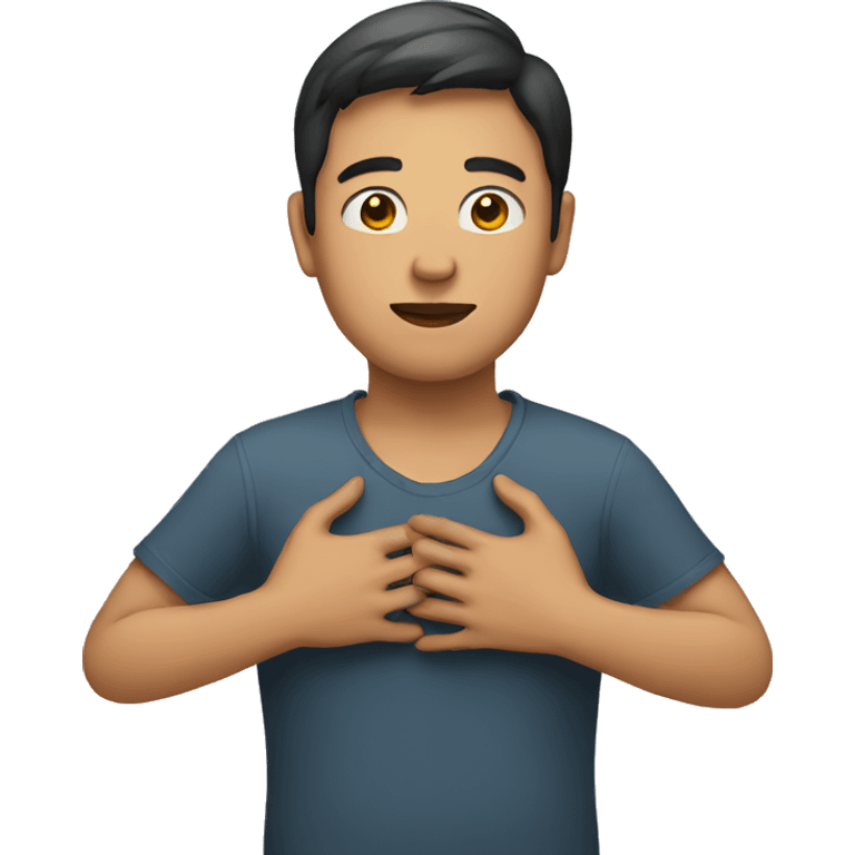 person with hands on chest emoji