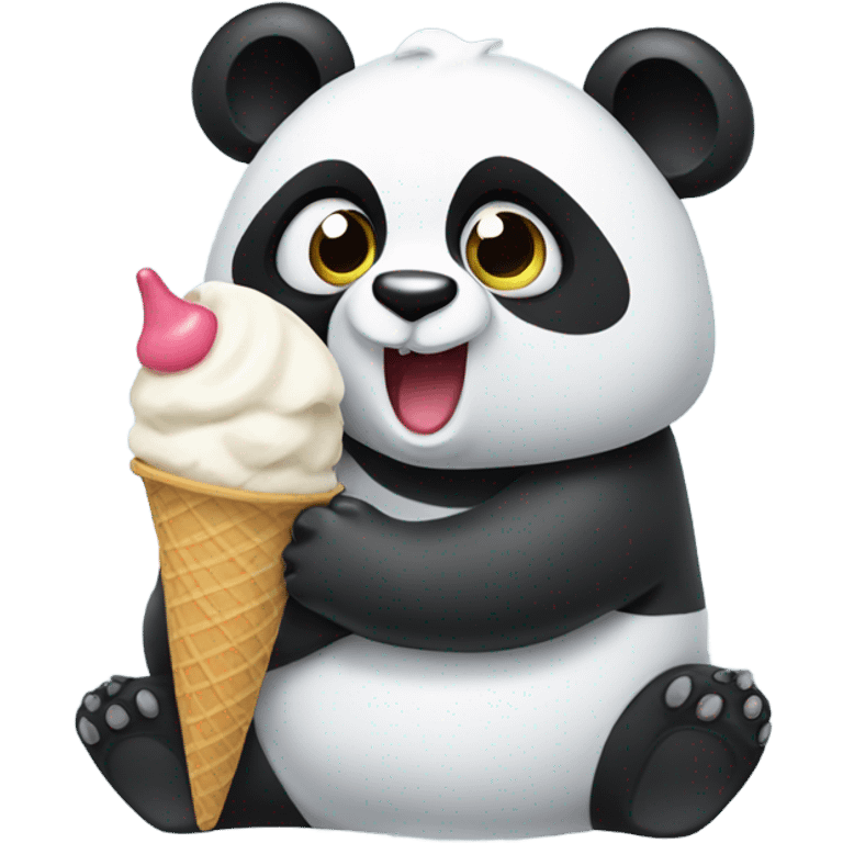 Panda eating ice cream emoji