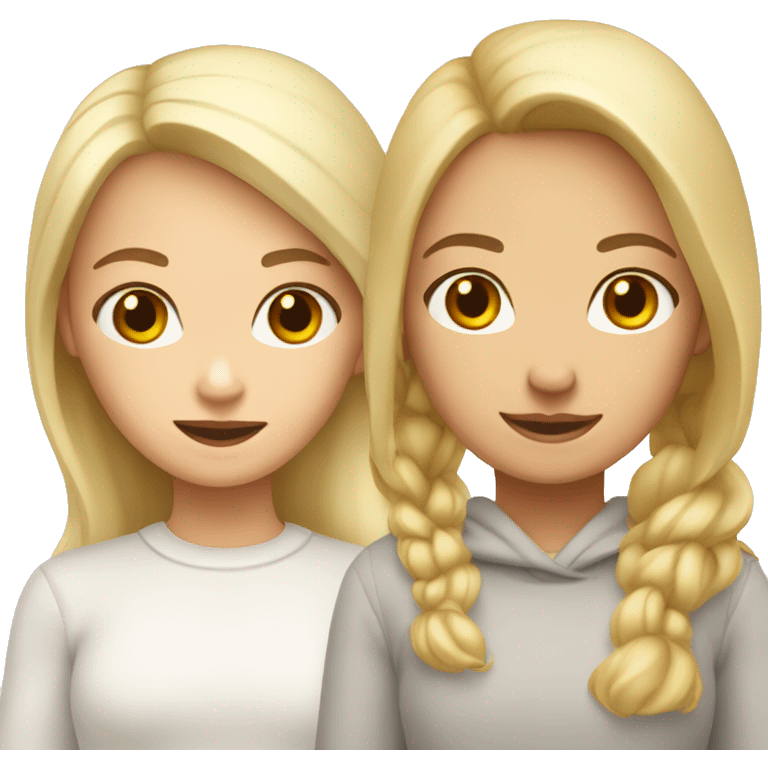 Two girls with white pullover one blonde hair and one brown hair emoji