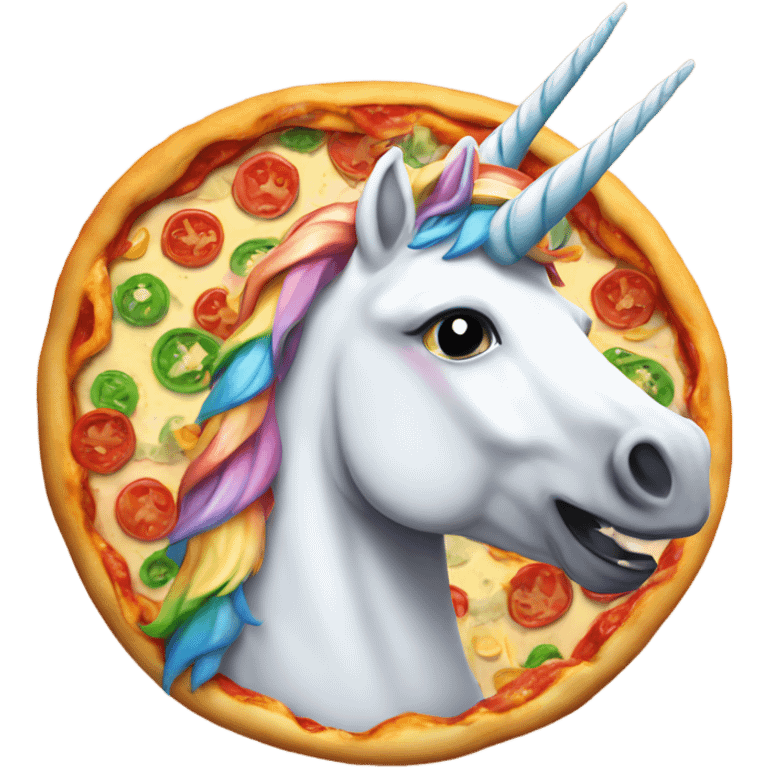 Unicorn eat rainbow pizza emoji