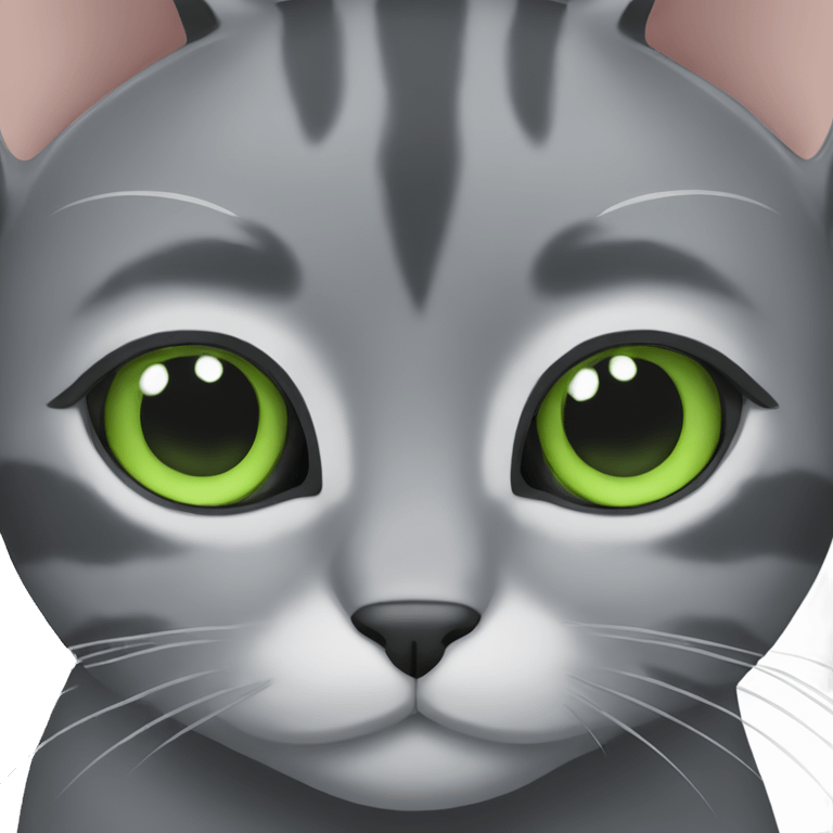 Gray cat with green eyes emoji