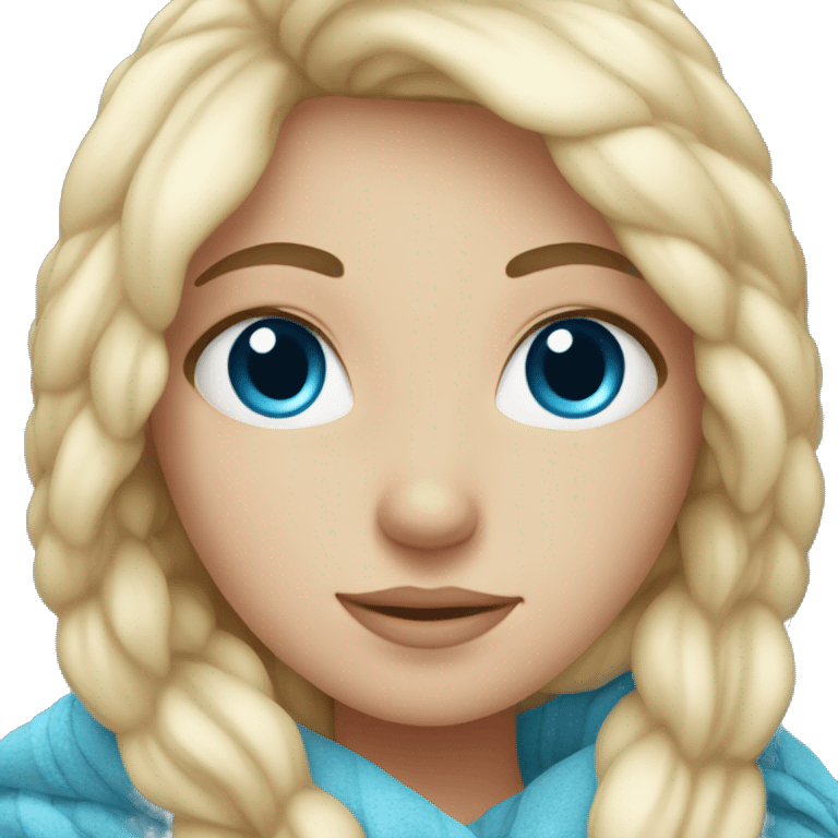 Blonde white Girl with blue eyes in Cozy blanket emoji