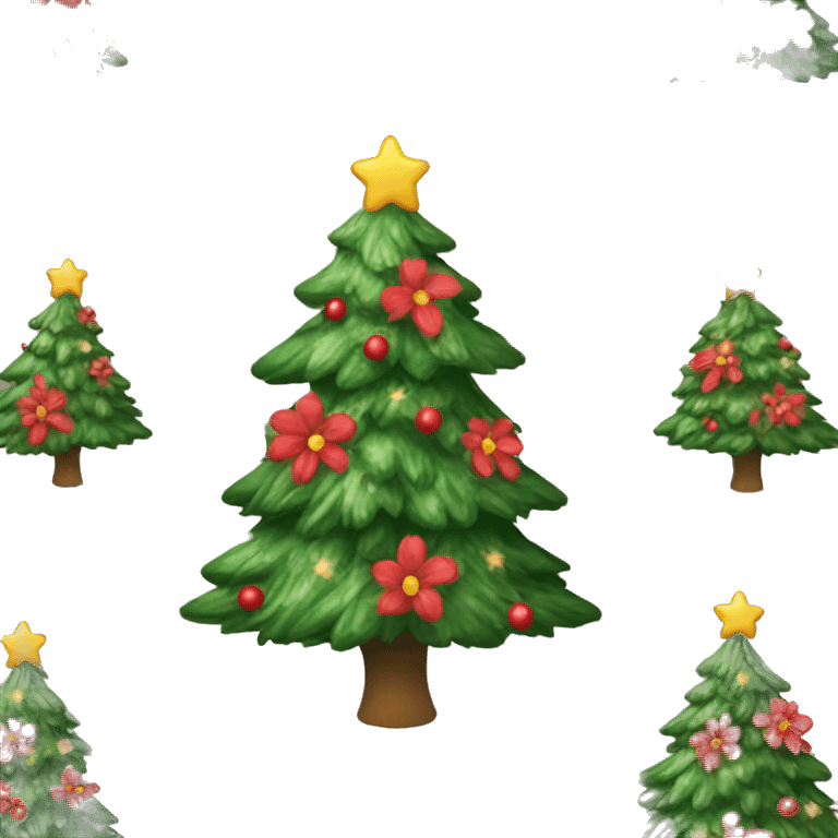 Christmas tree with flowers as the ornaments ￼ emoji