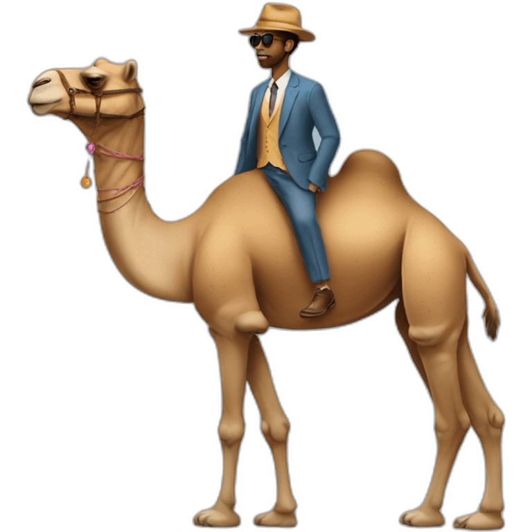 Full -length camel in stylish clothes emoji