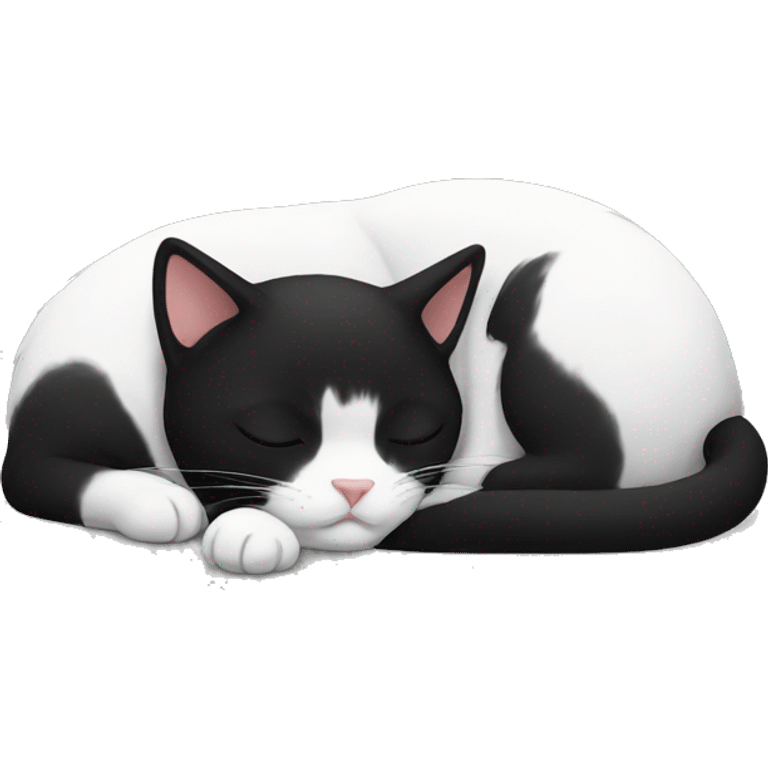 black and white cat sleeping  emoji