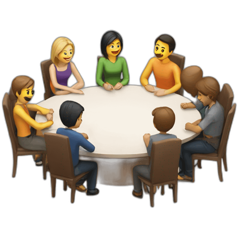 7 people sitting around a rounded table emoji