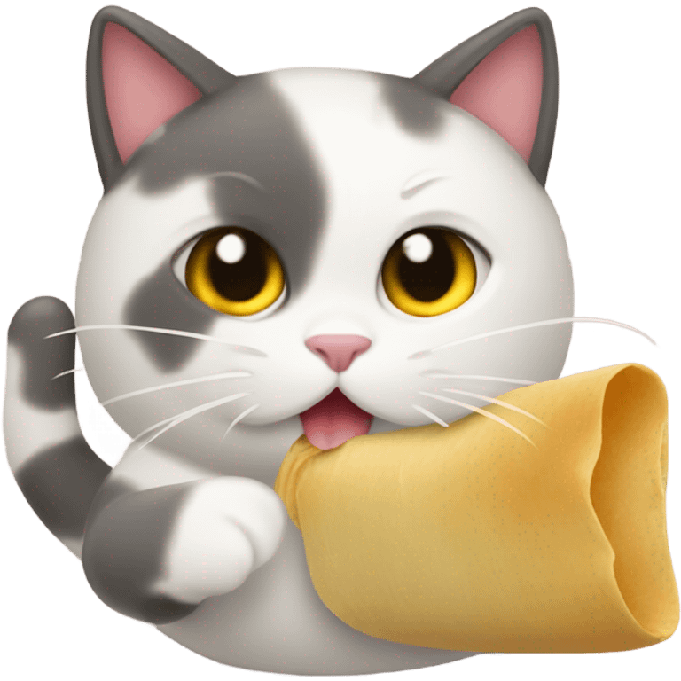 a fat cat eating a tamal emoji