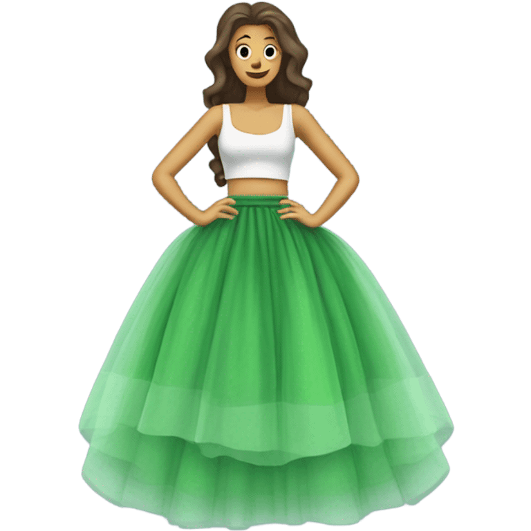 Long Green tulle skirt, isolated emoji