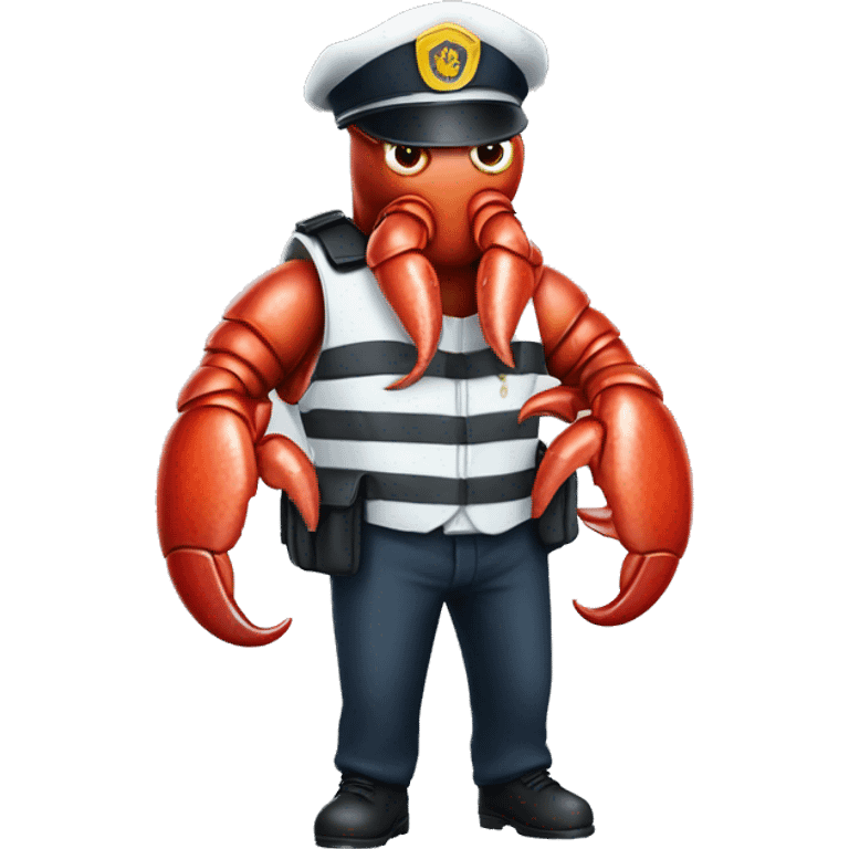 Lobster wearing security guard clothing emoji