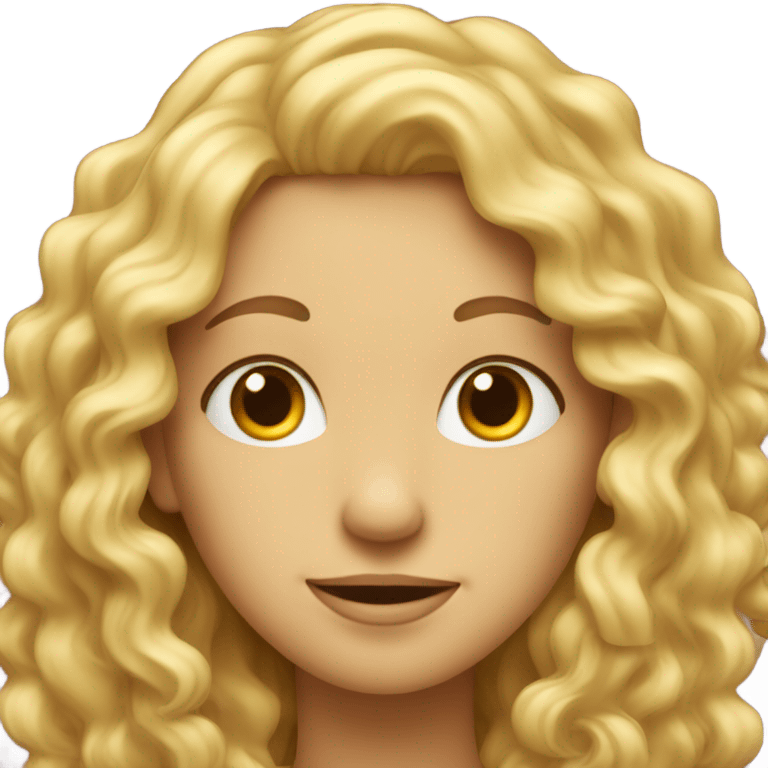 My face long blonde curly hair winking emoji