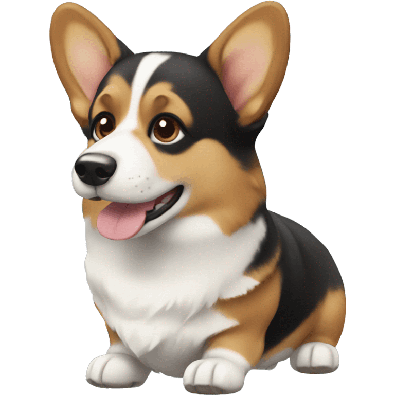 Black, tan, and white corgi emoji