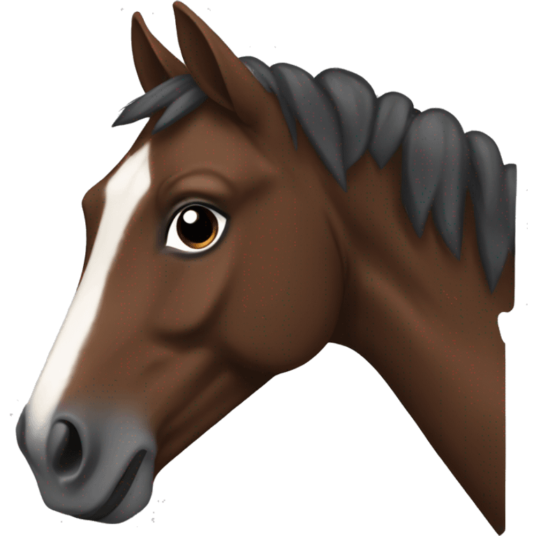 make a brown horse with a white stripe on the forehead and broken brown almost black hair and he is dark brown on the nose and it should look like a sticker emoji