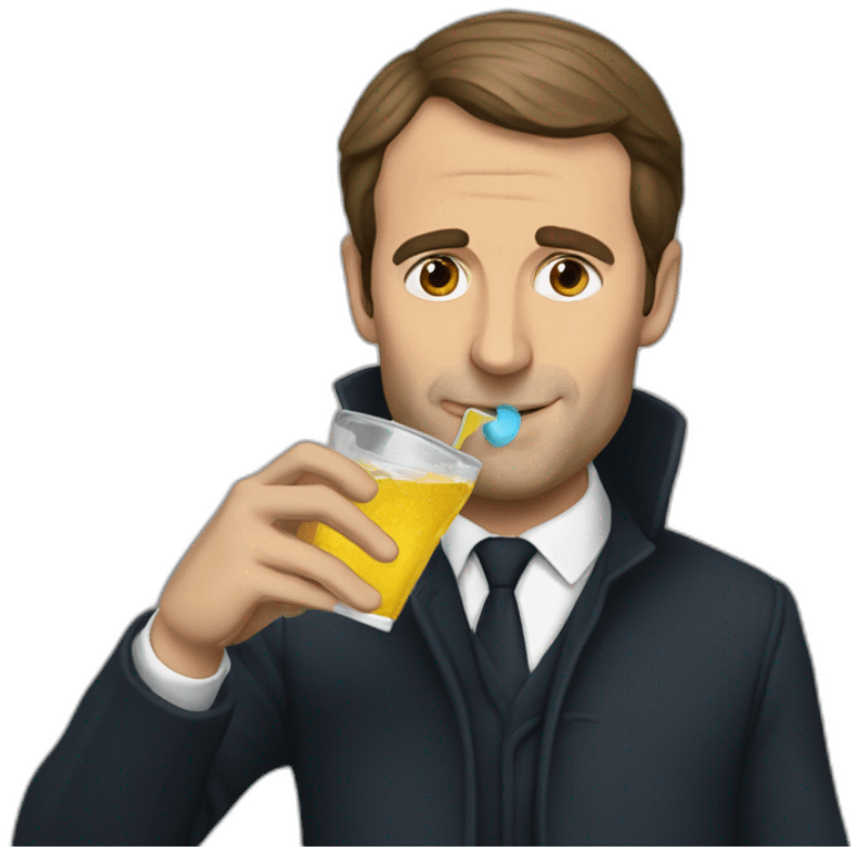 Macron drinking bire emoji