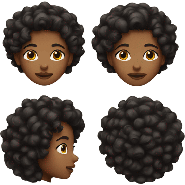 brown skin girl with curly black hair emoji