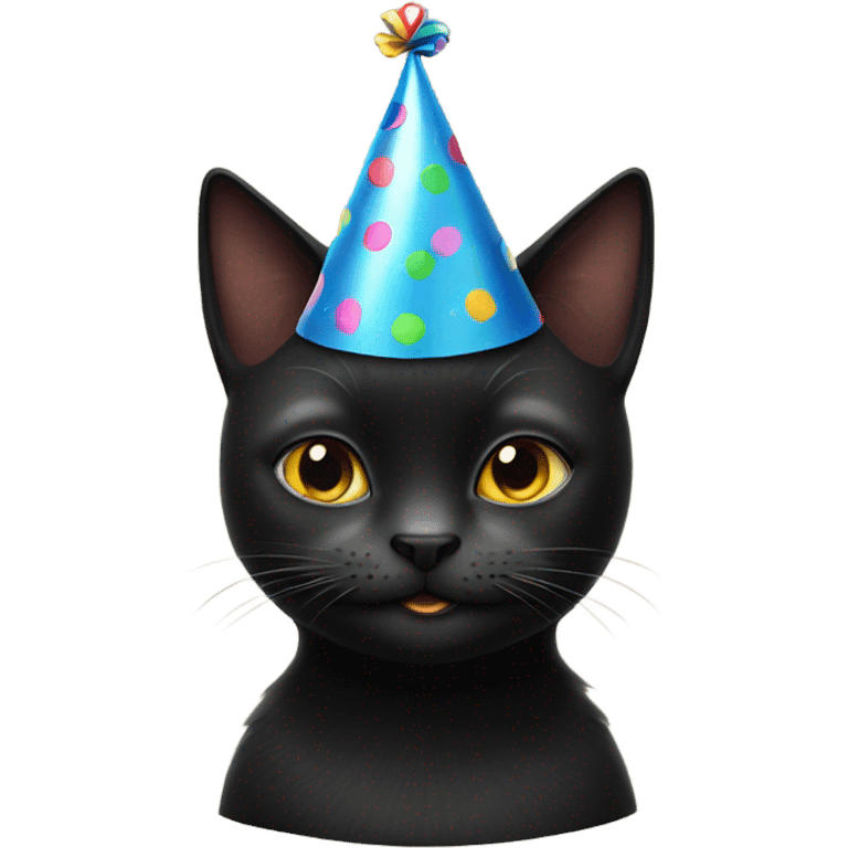 Black cat wearing party hat emoji