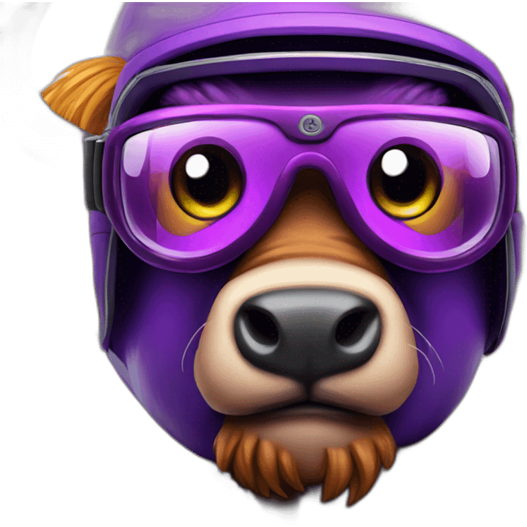 purple ox in snowboard goggles emoji