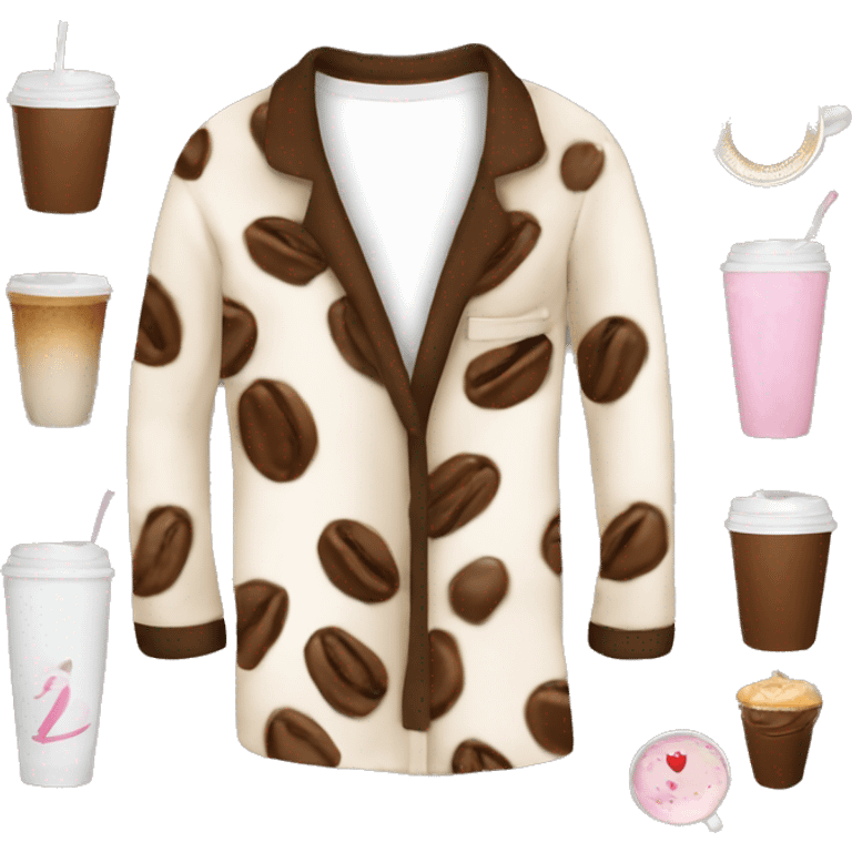 Long sleeve pajama with expresso drink and kisses emoji