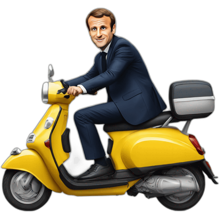 Emmanuel Macron sur un scooter emoji