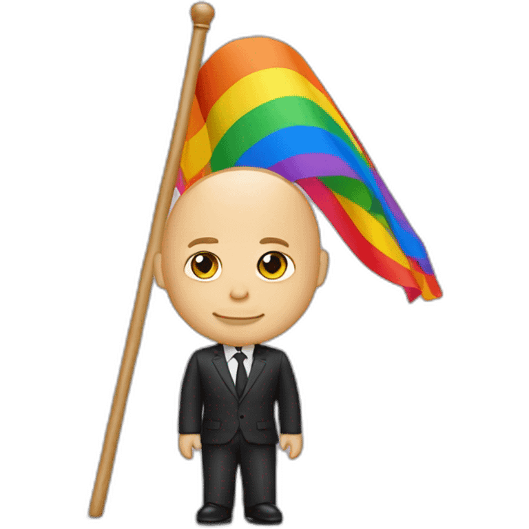 Vladimir poutine qui porte un drapeau lgbt emoji