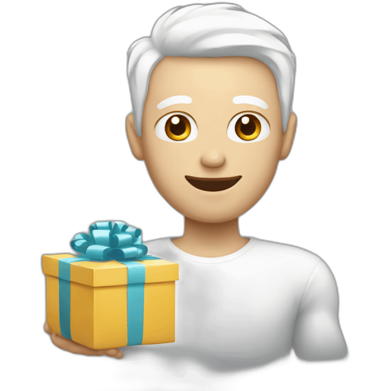 A man with white skin is giving a gift emoji