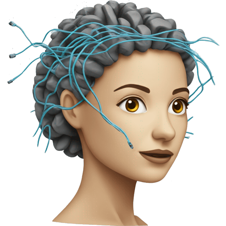 AI brain wires woman emoji