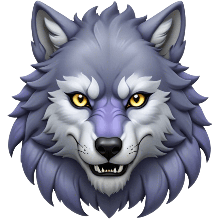 Cinematic Noble Werewolf Portrait Emoji, Formidable and majestic, with a powerful lupine silhouette in moonlit grays and silvers, featuring piercing, wise eyes and a dignified snarl that hints at untamed strength, simplified yet intricately detailed, glowing with a soft, lunar outline that encapsulates the noble duality of feral instinct and loyal guardianship! emoji