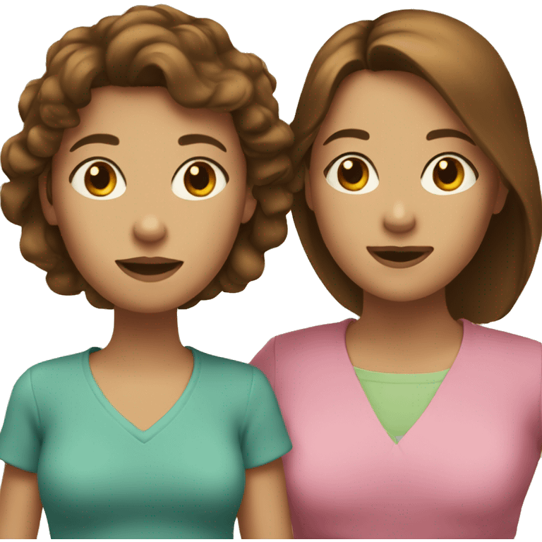 Two mothers with brown hair and one daughter emoji