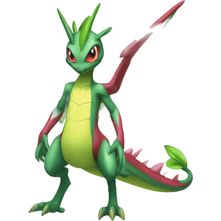 Full body sharp edgy shiny punk colorful Fairy-Flygon-Scyther-grovyle emoji