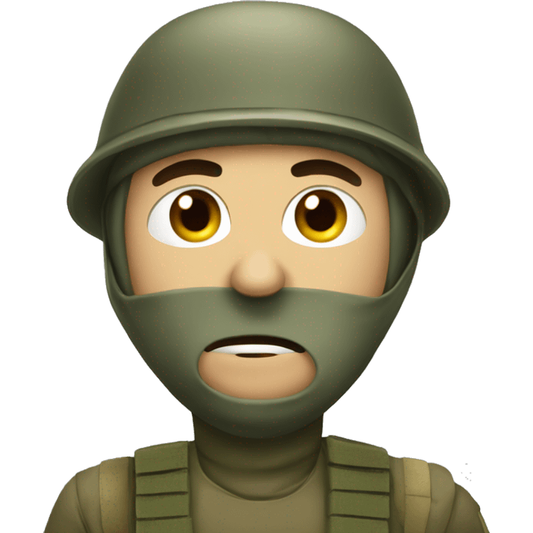 Confused army guy  with mask emoji