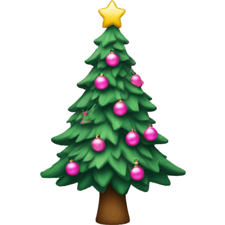 A Christmas tree with pink decorations emoji