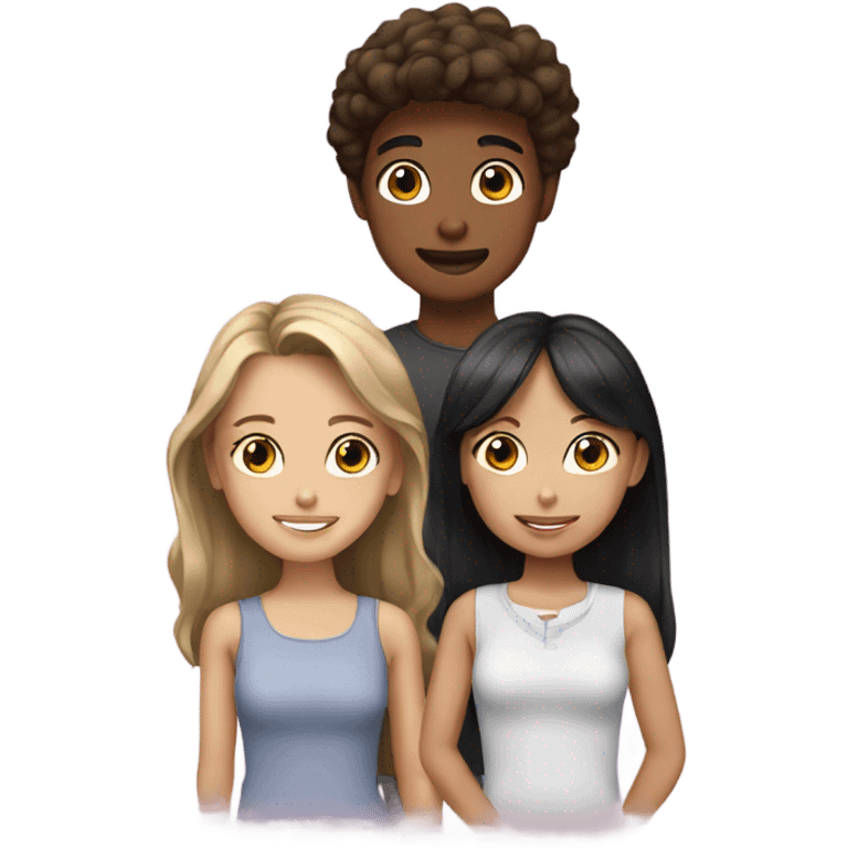 One boy and three girls friends  emoji