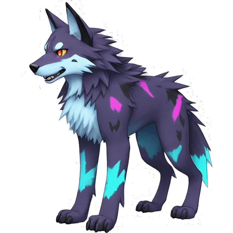  Cool Edgy Colorful Digimon-Fakemon-Wolf with edgy markings full body emoji