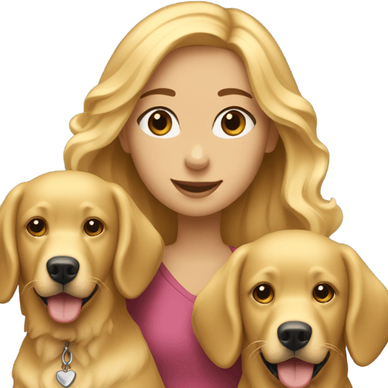 Blonde girl with 3 golden retrievers  emoji