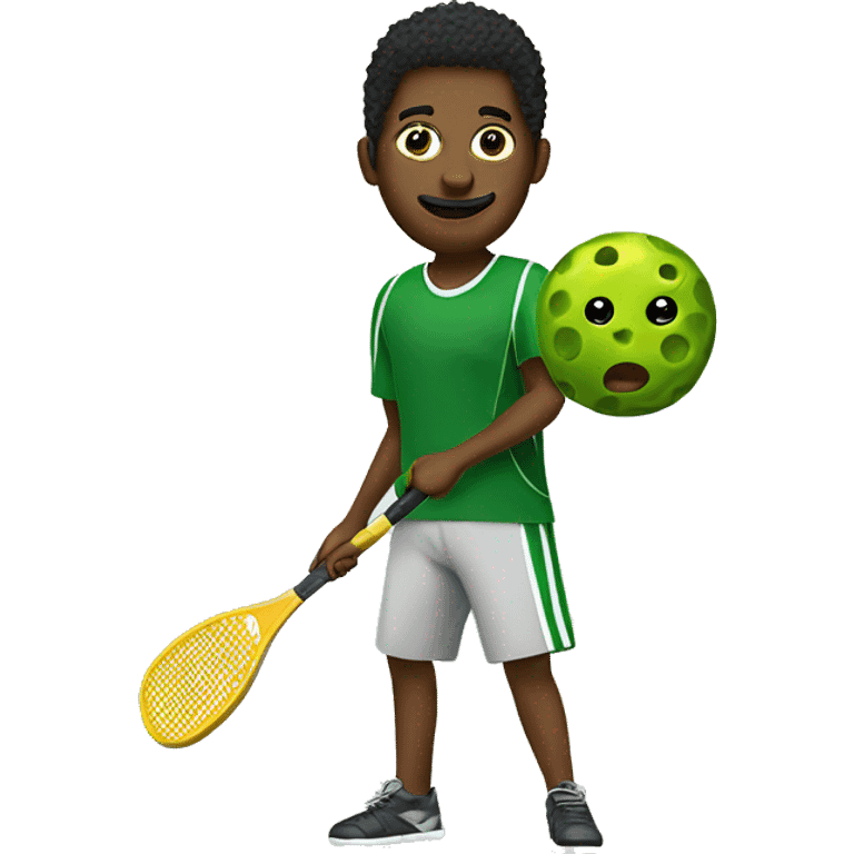 Me playing pickle ball with a paddle emoji