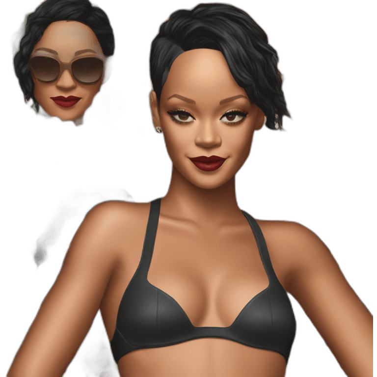 rihanna wearing a hawaii wetsuit hyperrealistic emoji