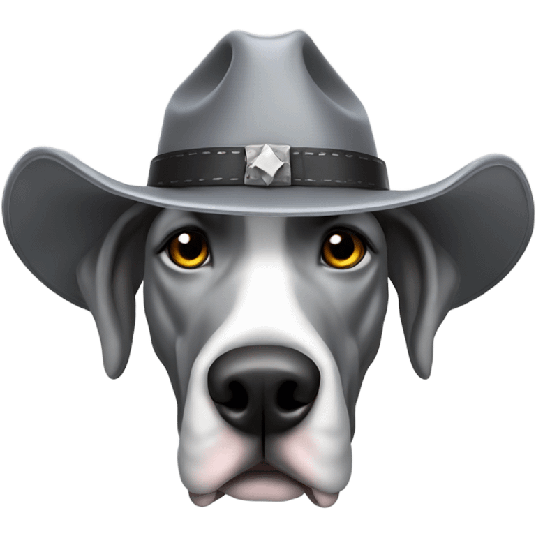 Silver Great Dane in a cowboy hat emoji