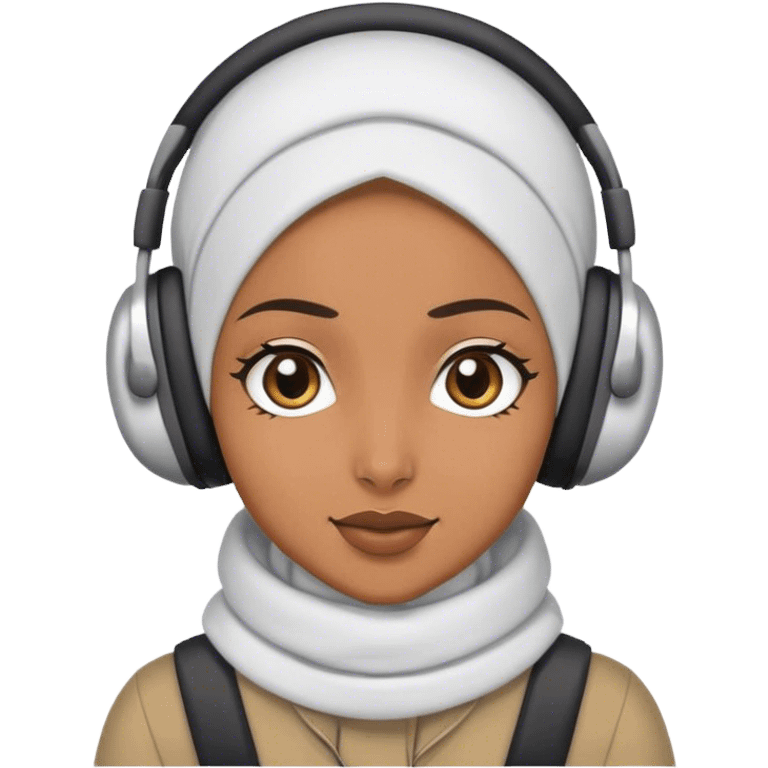 A hijabi girl with earmuffs emoji