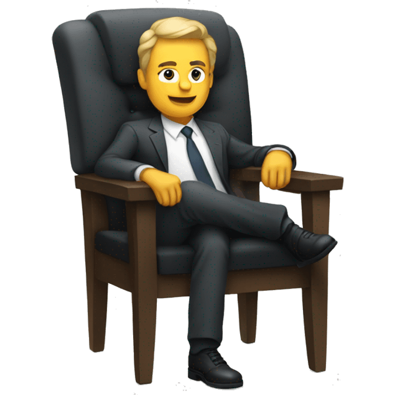 a director on a chair, legs crossed, confidently sitting emoji