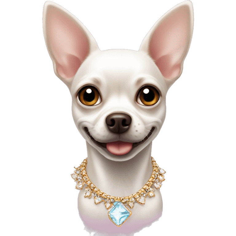 White Chihuahua with princess necklace emoji