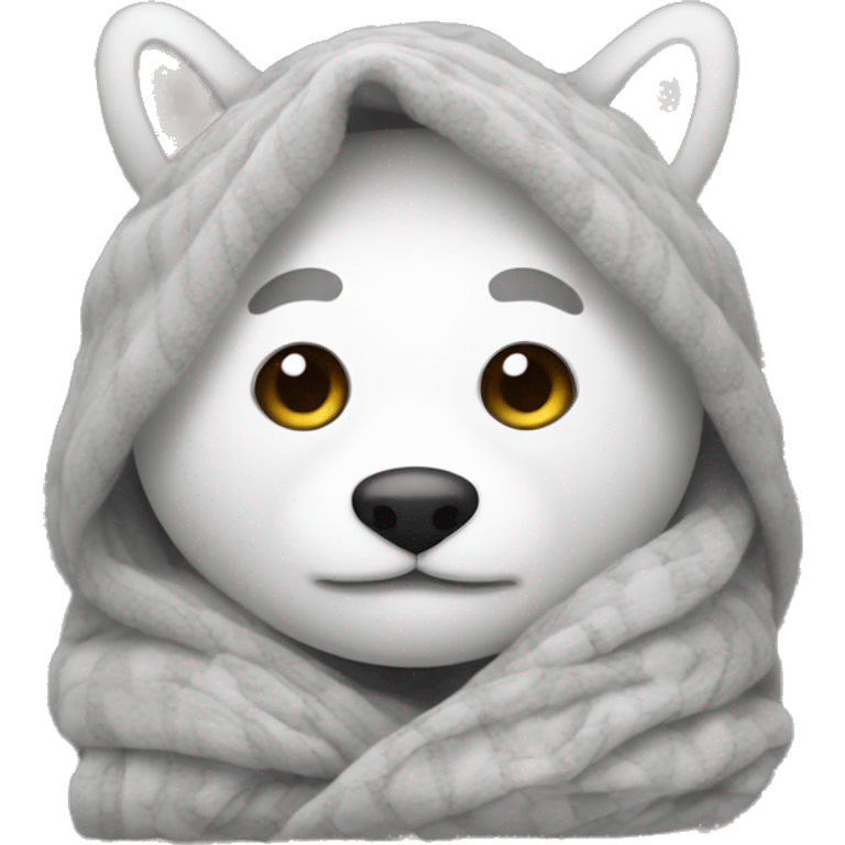 white with gray cozy blanket  emoji