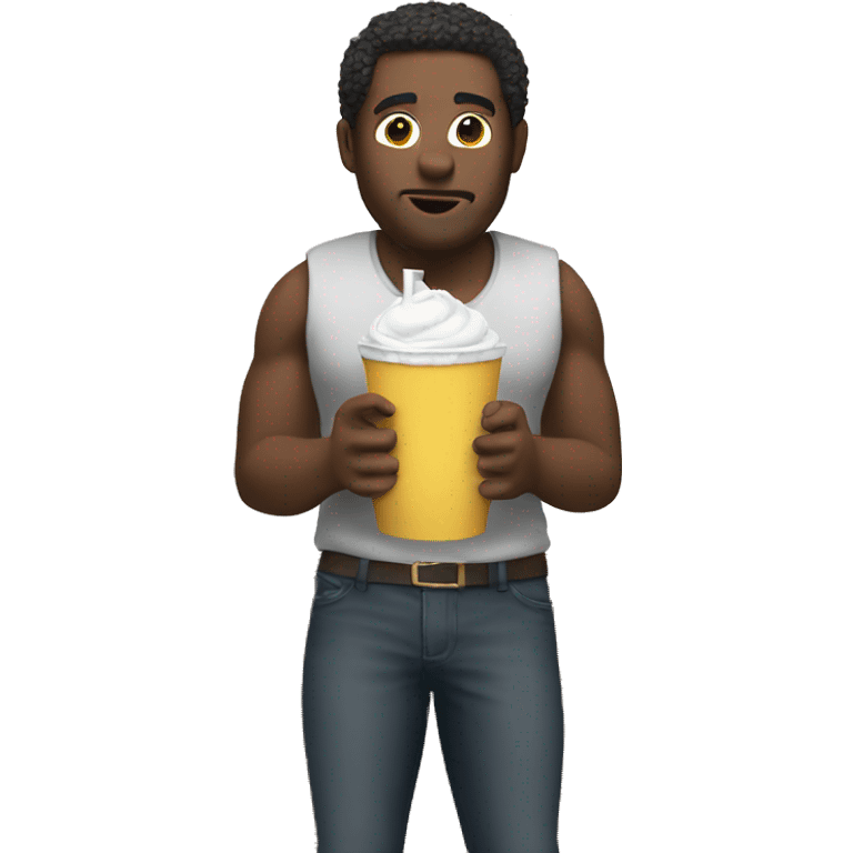 giant back, holding a white drink box behind his back emoji